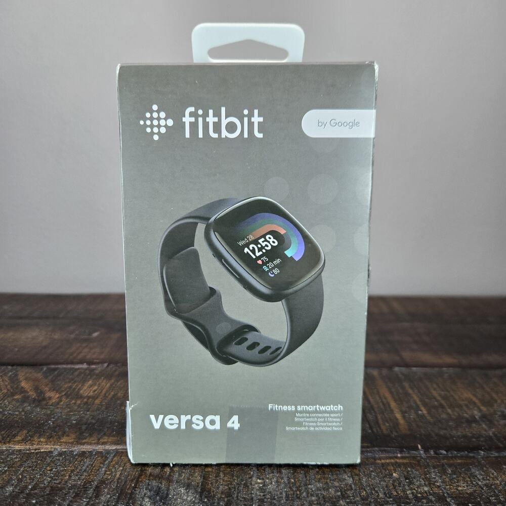 Fitbit Versa 4 Fitness Smartwatch Graphite Aluminum Black Infinity Band 2 Bands